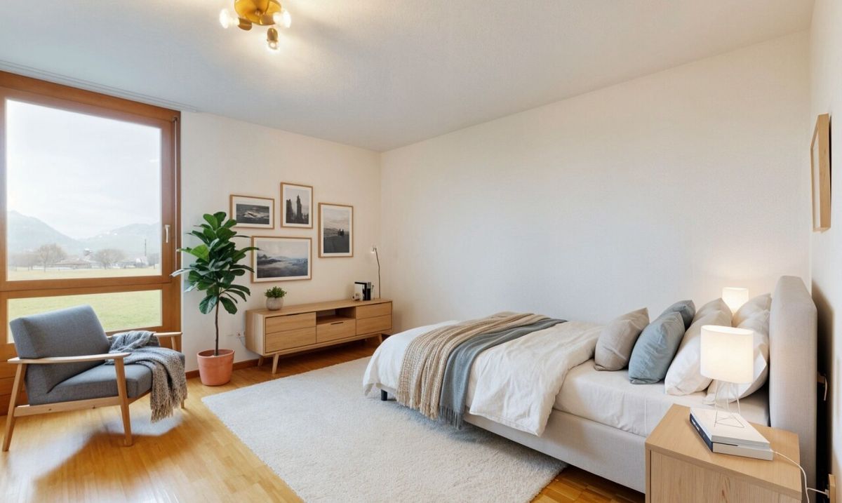 Helle 4.5-Zimmerwohnung mit Cheminée, Balkon, Grünblick. Nähe Thun. - 6