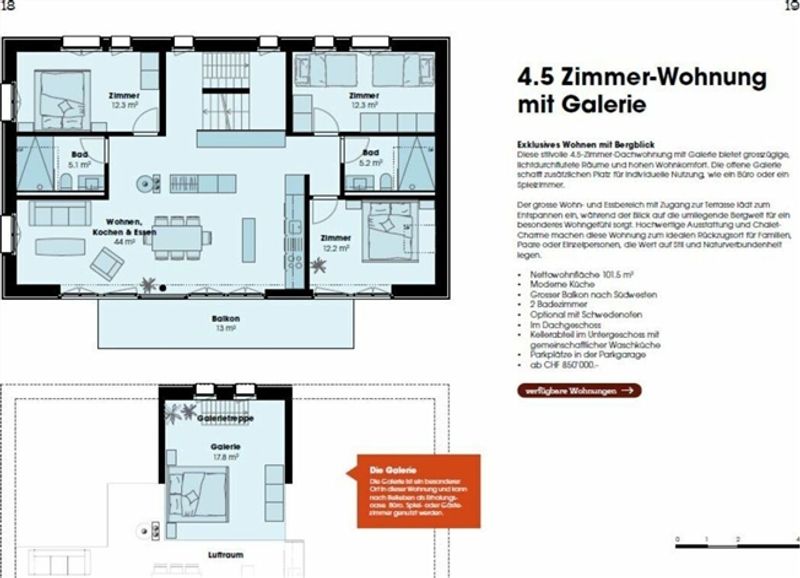 Eggetli-Adelboden - 4½ Zimmer Dachwohnungen+Galerie - 4