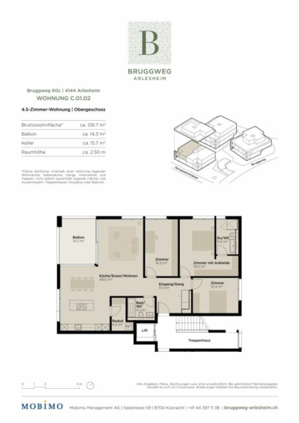 Grosszügige 4.5-Zimmerwohnung - Bruggweg, Arlesheim - 2