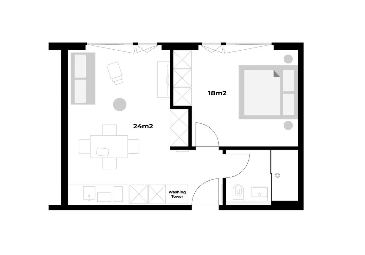 Apartment with seperate bedroom - 6