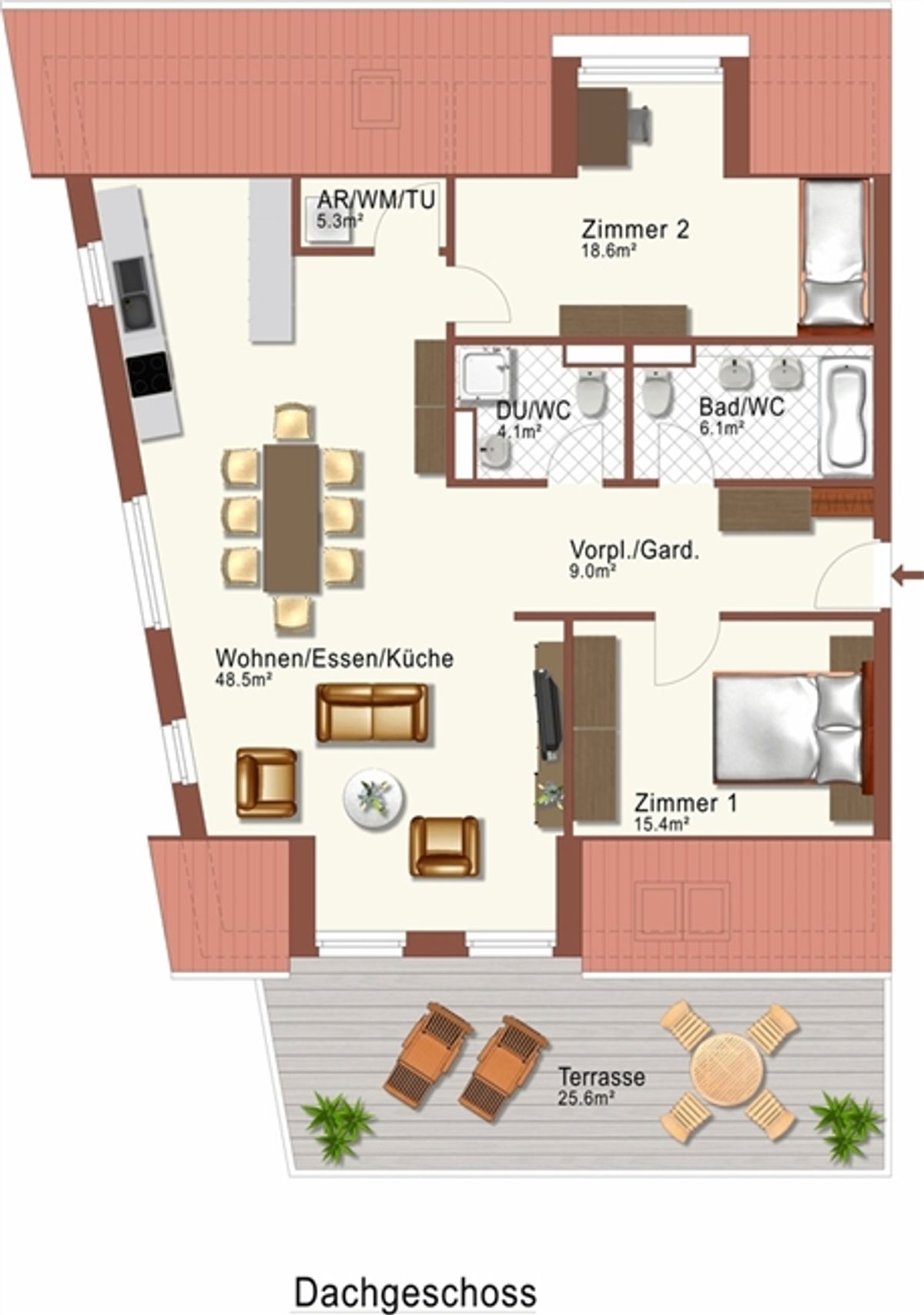 Grosszügige Attika-Dachwohnung mit Sonnenterrasse - 1