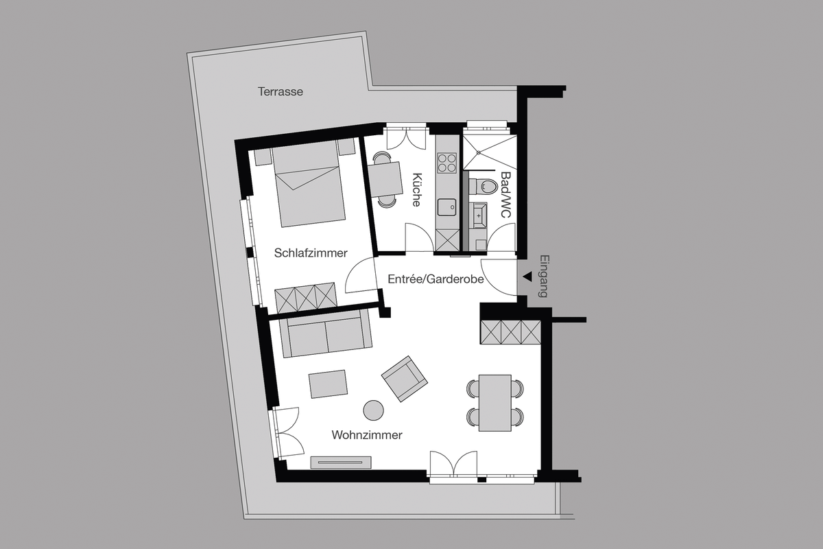 1-bedroom penthouse apartment suite, 54 m² (terrac - 5