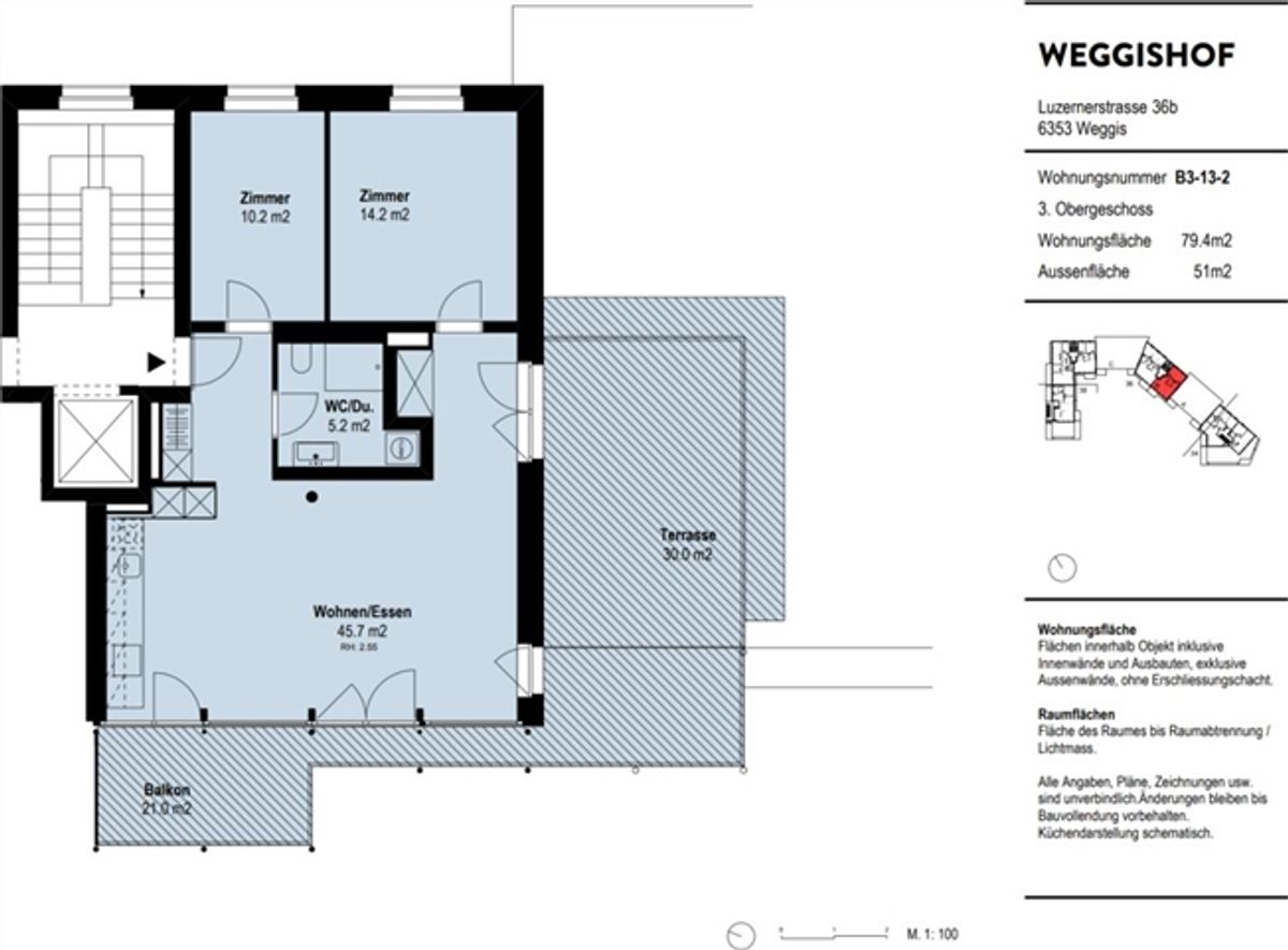 Neuwertige 3.5 Zimmer-Attikawohnung mit See- und Bergpanoramasicht - 8