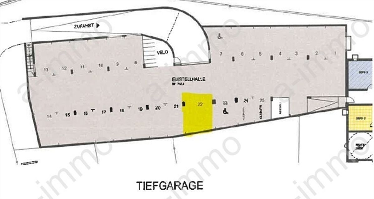 grosser Tiefgaragenparkplatz in Reinach zu vermieten - 0