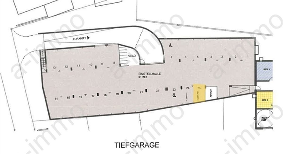 Tiefgaragenparkplatz für Kleinwagen in Reinach zu vermieten - 0
