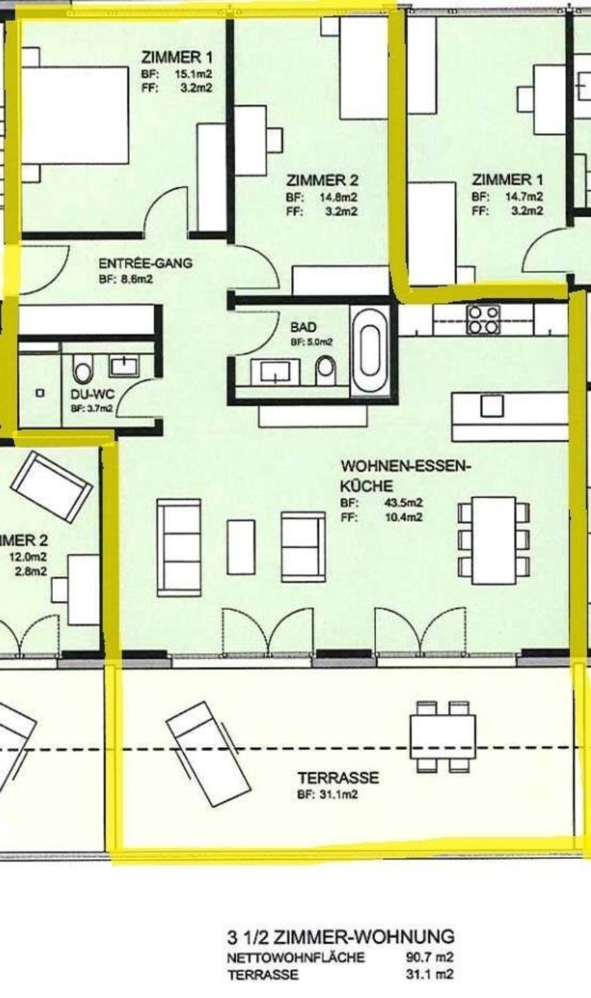 Wir vermieten eine 3.5 Zimmer-Attikawohnung mit Sicht auf die Berge - 6
