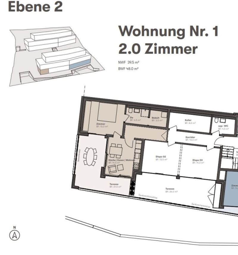 Moderne 2-Zimmer-Gartenwohnung mit grosszügiger Terrasse in Unterägeri - 8