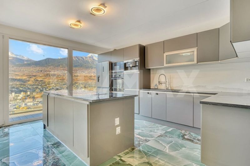 Neue Villa 2025 | Duplex 4,5p 151 m² verglaste Terrasse | Blick auf die Rhônetal-Höhen von Sion - 5