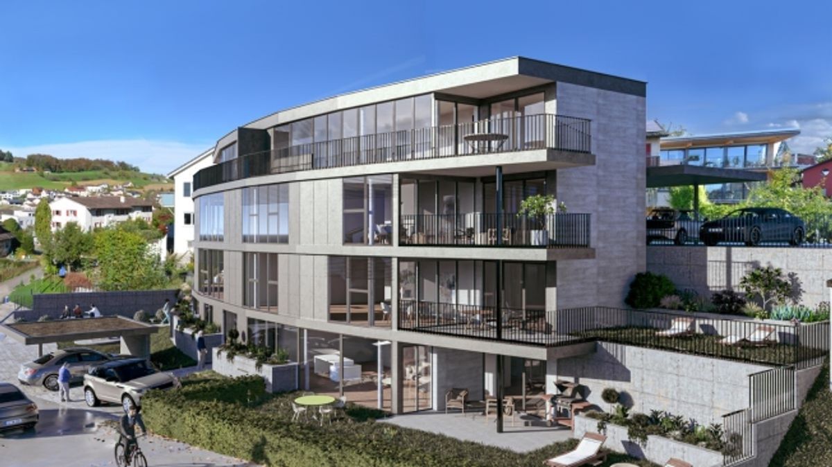 Baubewilligt und kurz vor Realisierung Moderne Dachwohnung mit Lift, grossem Balkon und Carport - 0