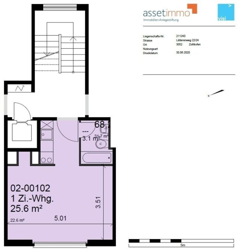Moderne 1-ZW à 25 m² zuoberst im 3. OG mit Balkon - 8
