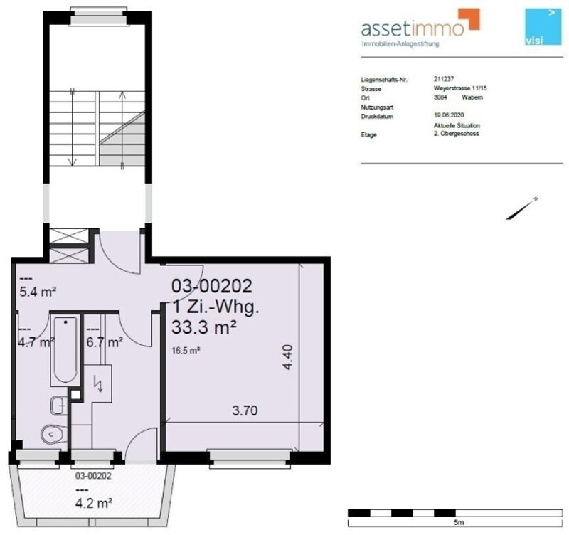 1-ZW à 33 m² zuoberst im 2. OG mit Balkon - 7