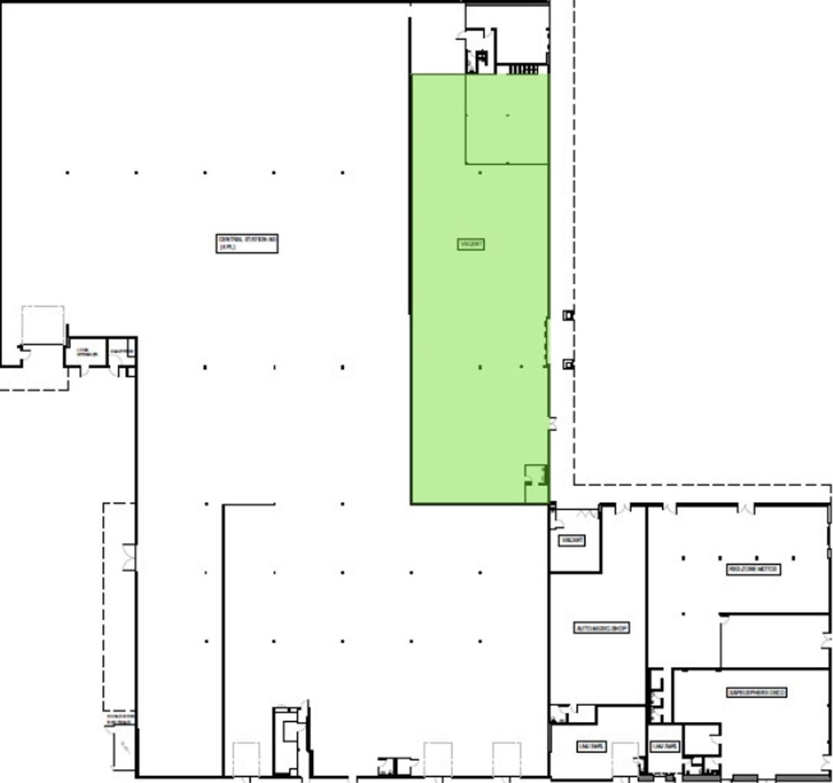 Surface commerciale 582 m2 -  Plusieurs places de parc - Hauteur 4.5 - 5