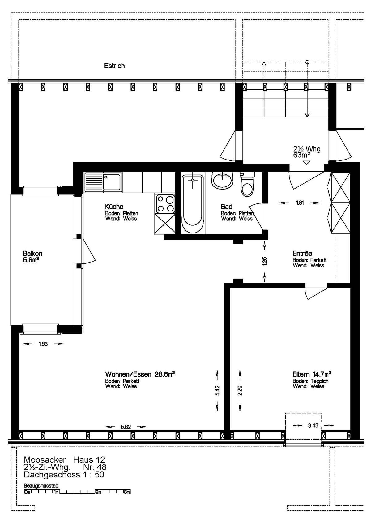 Schöne 2.5-Zimmer-Dachwohnung im 3. OG - 4