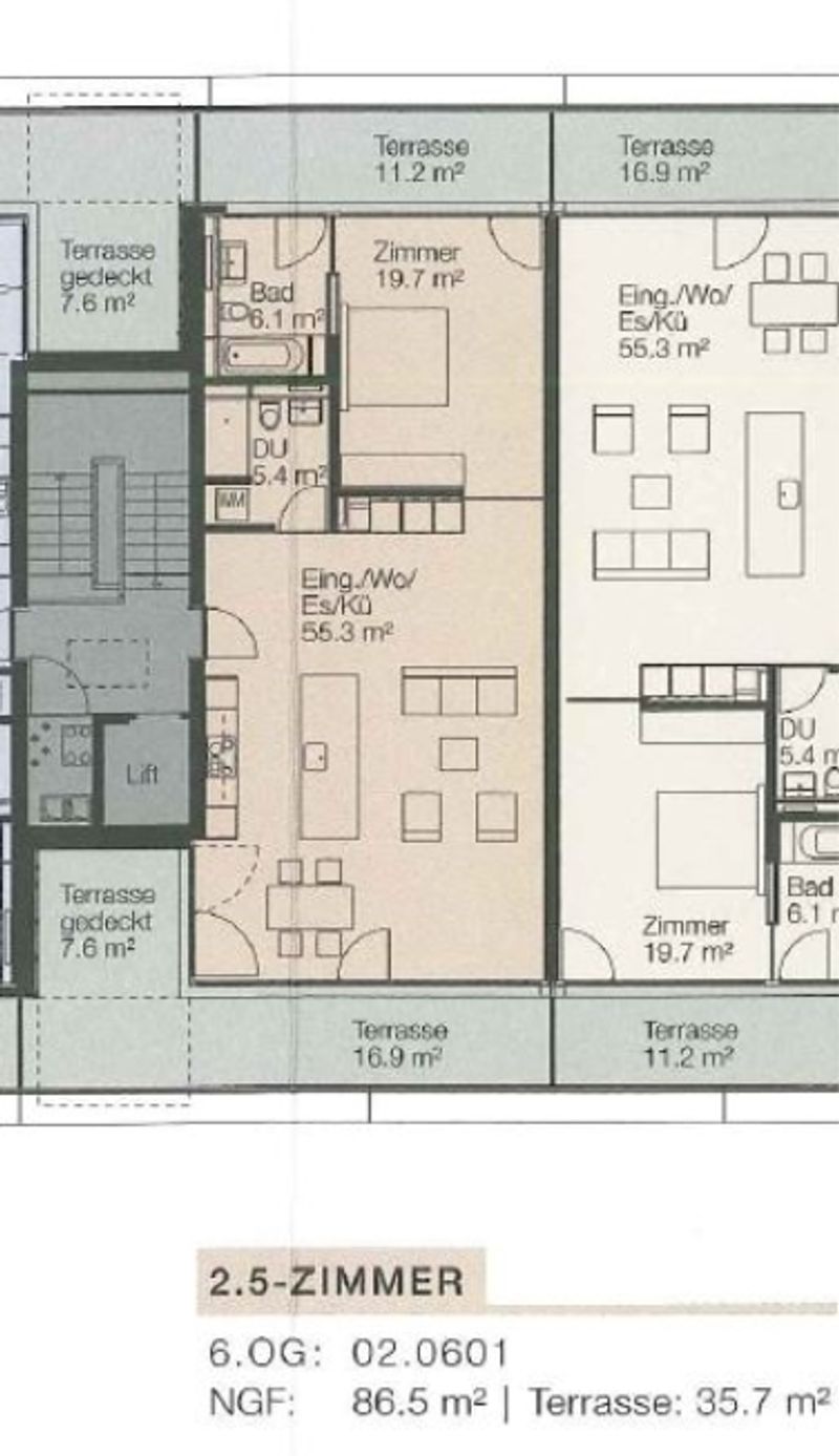 moderne 2.5-Zimmer-Wohnung im 6.OG - 7