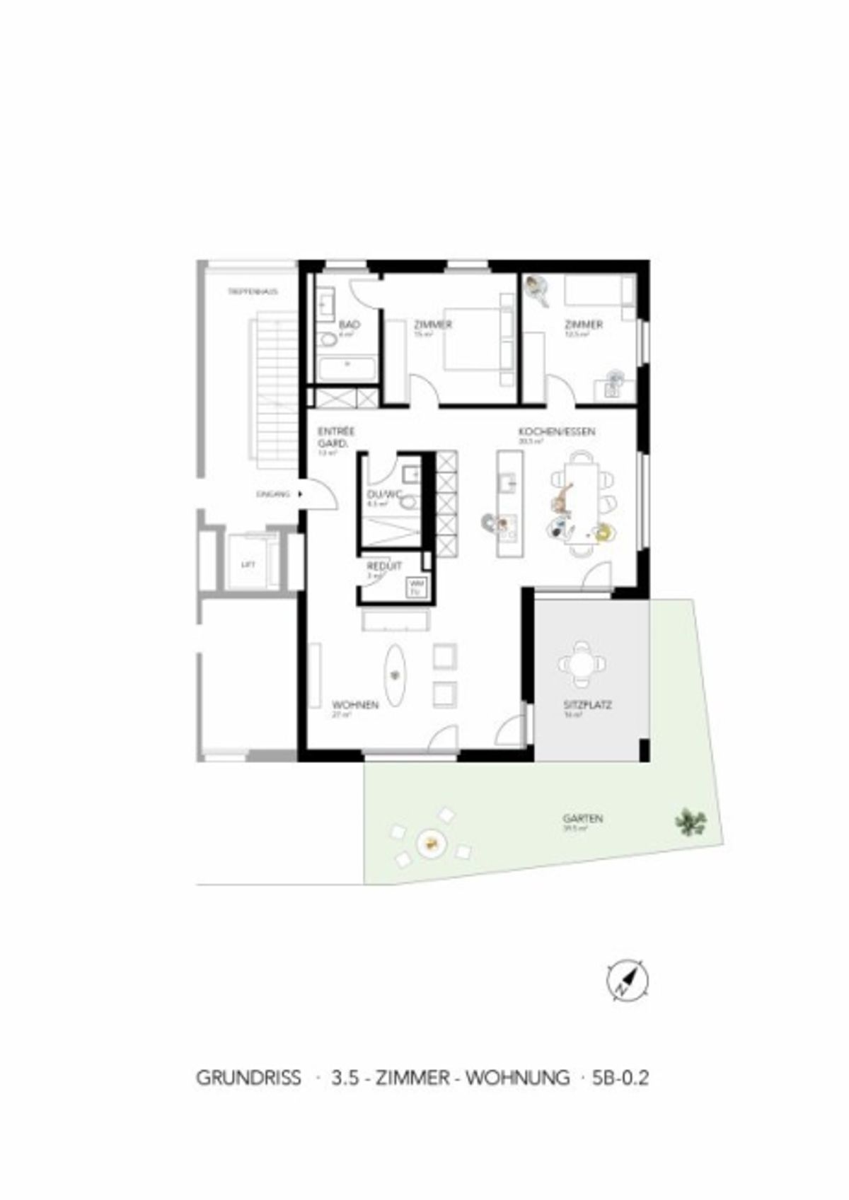 Grosszügige 3.5-Zimmer-Gartenwohnung im Erstbezug mit Sitzplatz und idyllischer Grünfläche - 6