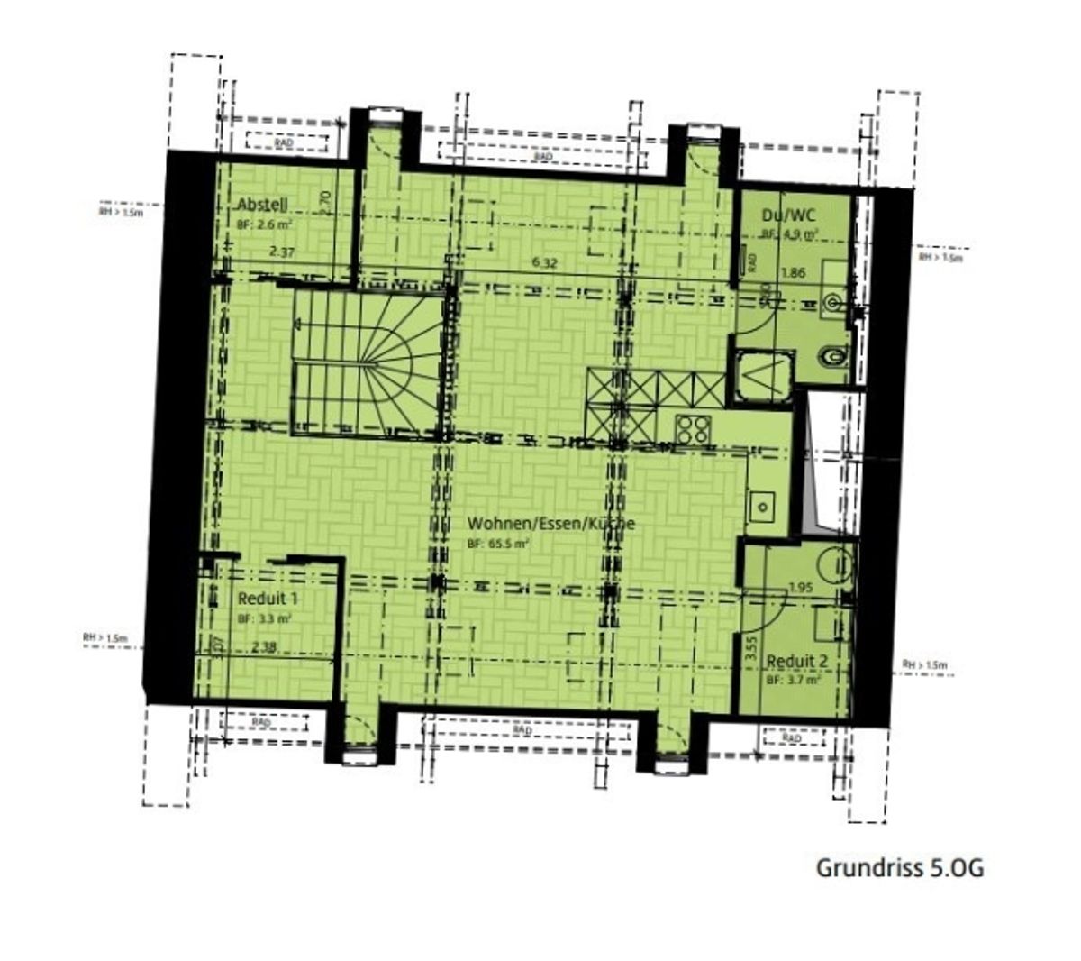 Neue 1-Zimmer-Dachwohnung im Loft-Stil im Herzen von Winterthur - 6