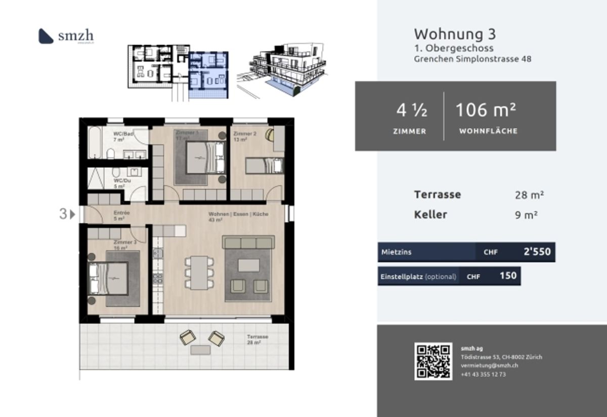 Moderne 4.5-Zi-Wohnung mit Terrasse in Grenchen - 1