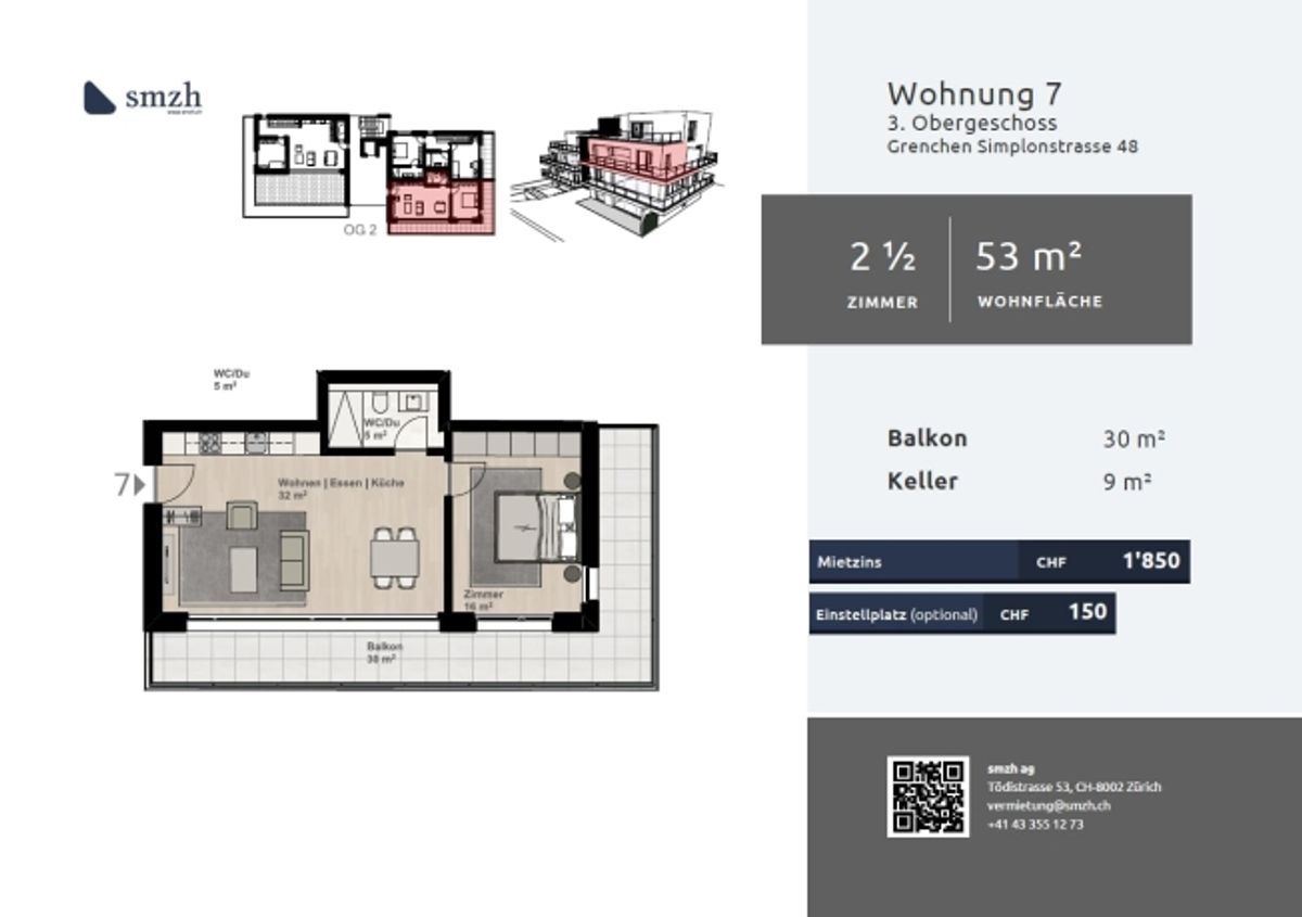 2.5-Zimmer-Stadtwohnung mit grossem Balkon in Grenchen - 1