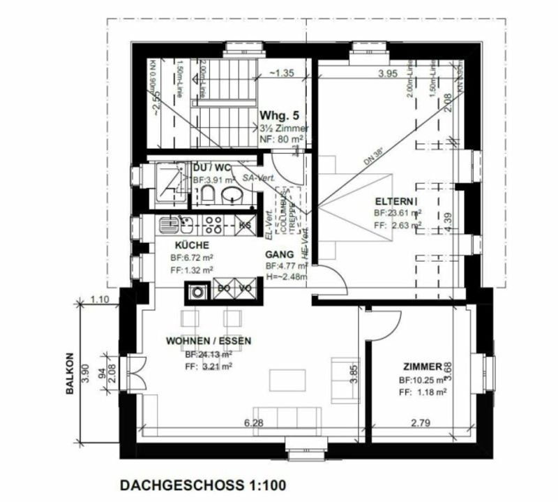 Zu vermieten 3 Zi.-Dachwohnung an der Wylandstr. 3a in Winterthur - 4