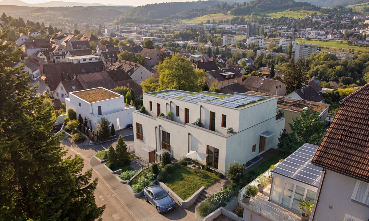 Reiheneckhaus mit Attika, Garten und Weitblick - 2