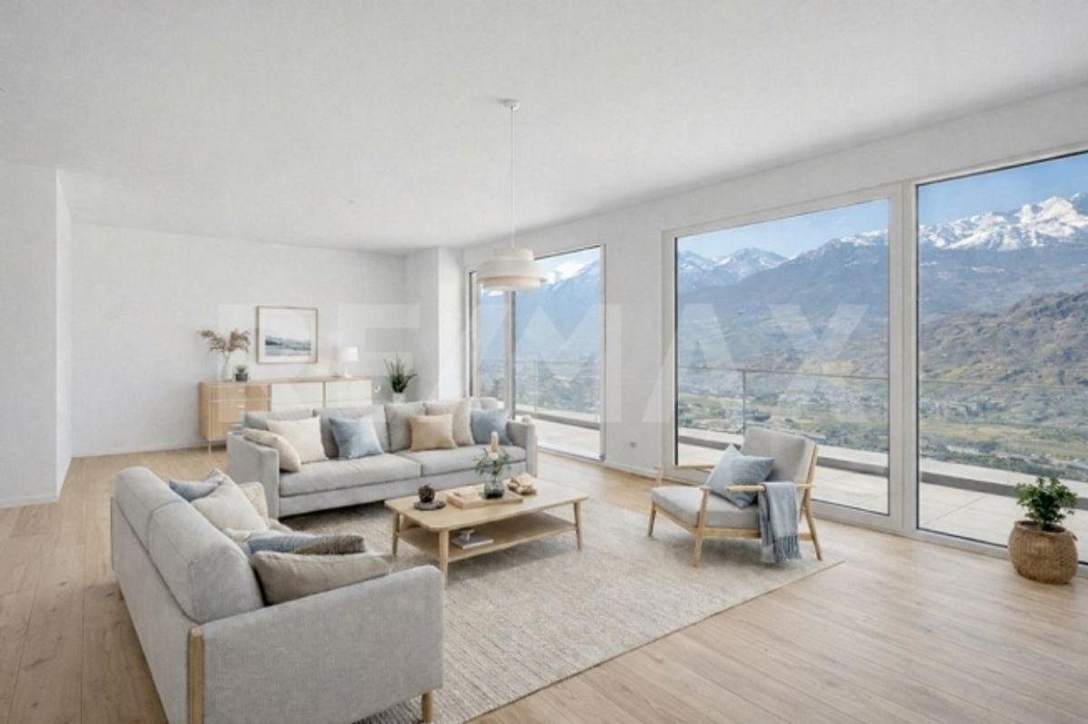 Neu | 3,5p 91 m² + Terrasse 43 m² | Blick auf die Rhonetal-Höhen von Sion von 670.000 CHF - 0