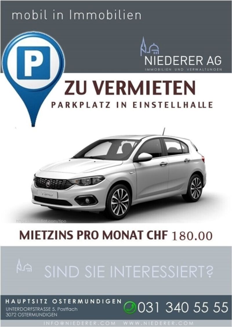 Einstellhallenplatz für CHF 200.00 zu vermieten - 1