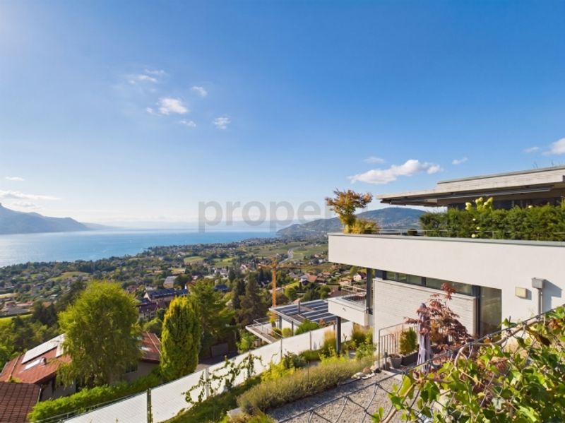 Vue panoramique sur le lac Léman, construction récente de 2020 et place de parking incluse - 1