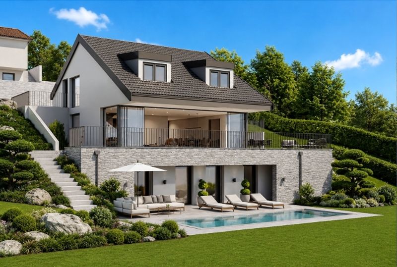 Villa individuelle Plein Sud avec piscine extérieure à Chexbres - 1
