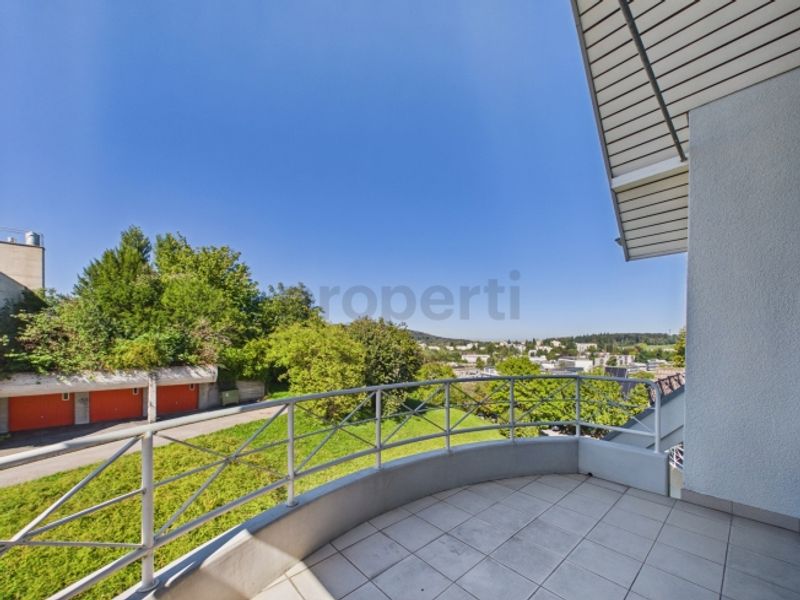 Panoramablick auf St. Gallen, Galerie mit hoher Decke, Cheminée und eigener Waschturm - 6