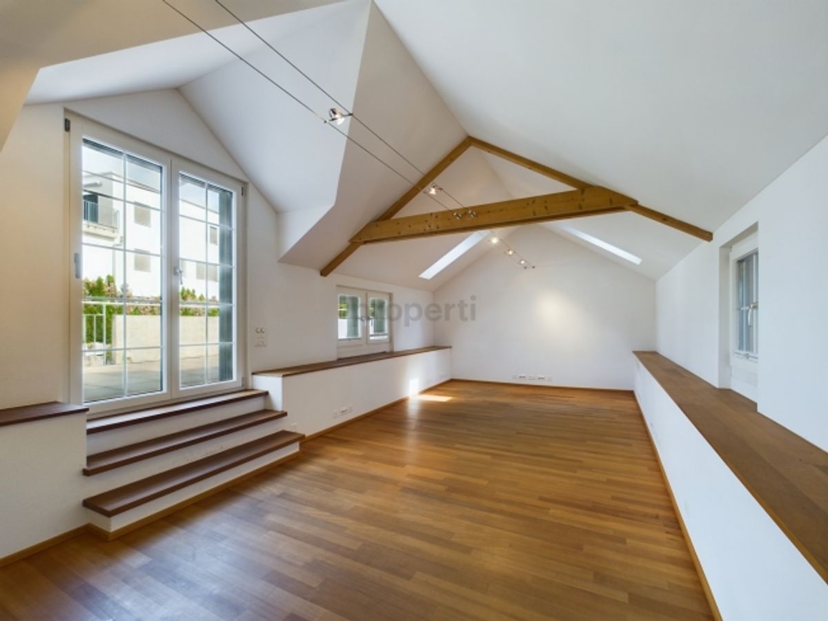 Hohe Decken, 28 m² Terrasse mit Blick auf den historischen Dorfkern und separates Büro im EG - 0
