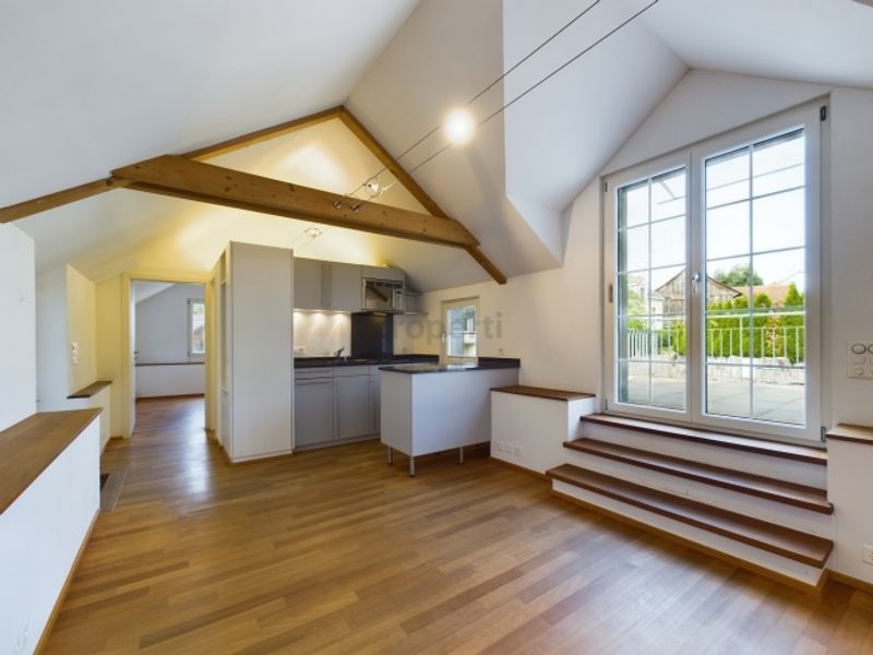 Hohe Decken, 28 m² Terrasse mit Blick auf den historischen Dorfkern und separates Büro im EG - 2