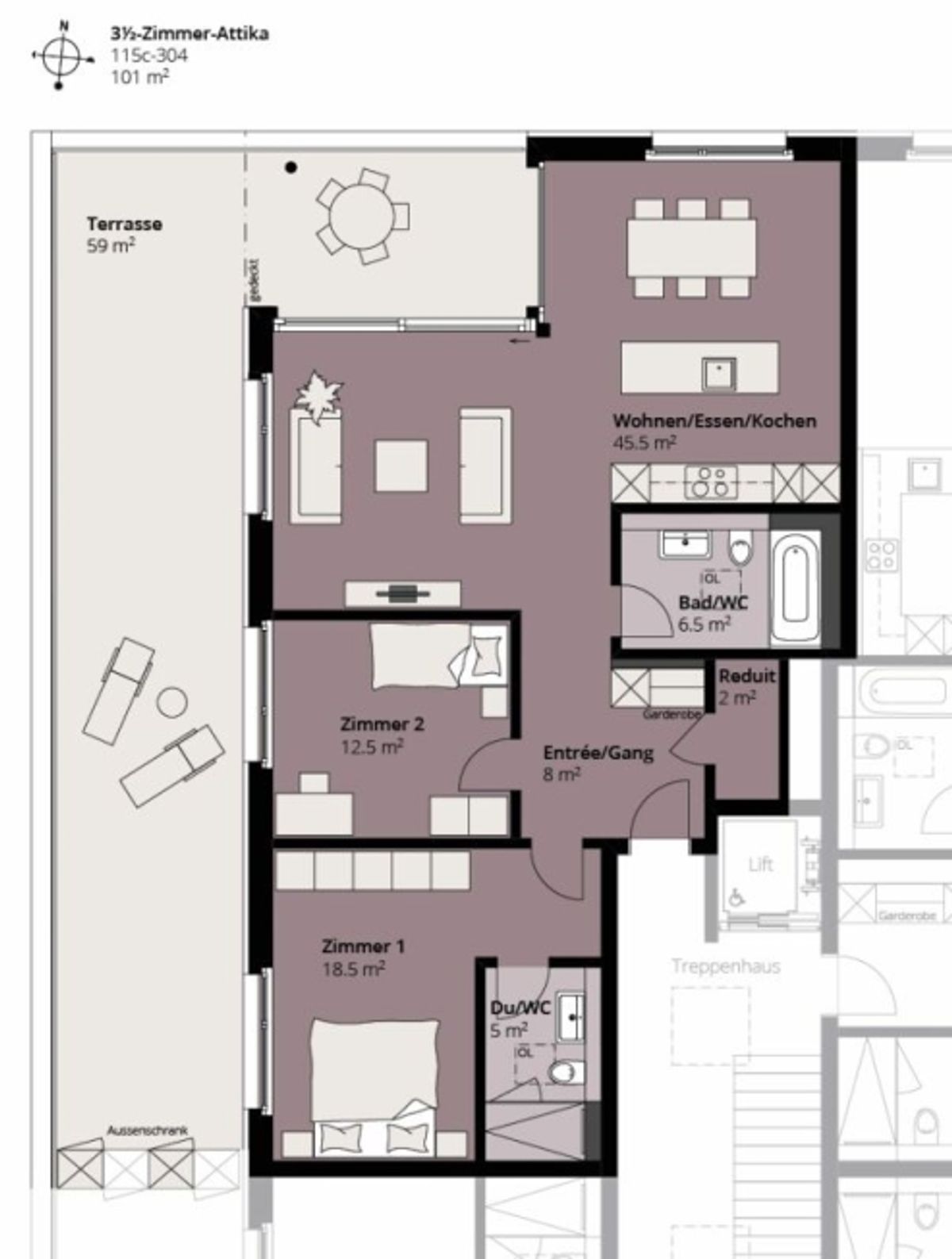 Moderne 3.5 Zimmer Attika Wohnung am See - 11