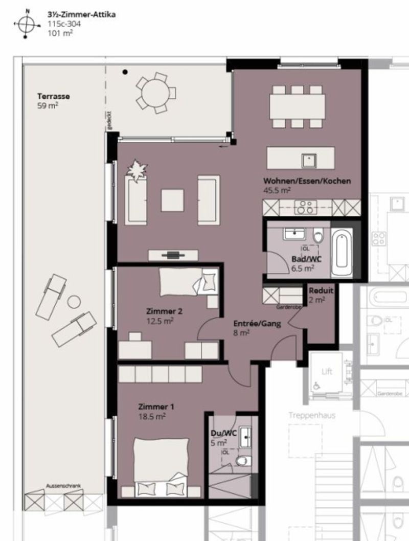 Moderne 3.5 Zimmer Attika Wohnung am See - 12