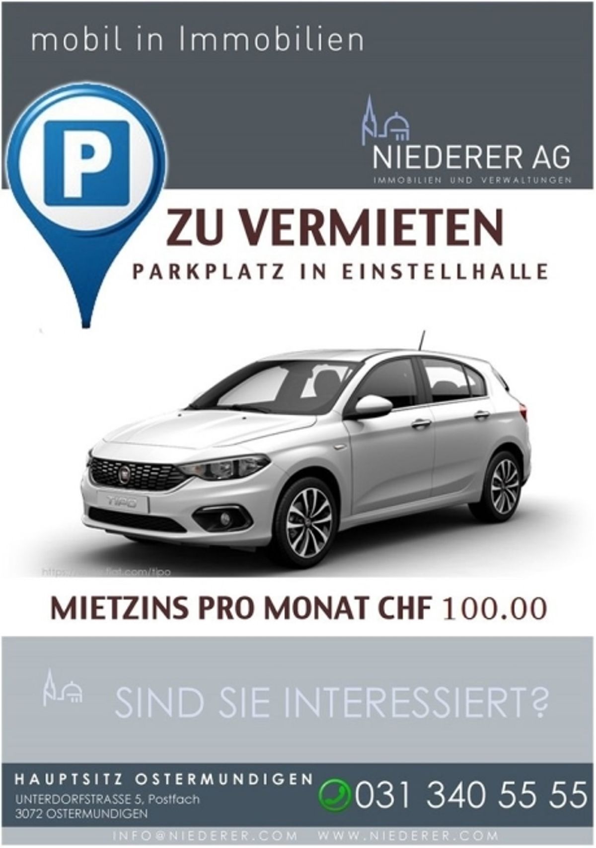 Mehrere Einstellhallenplätze für je CHF 120.00 verfügbar - 0