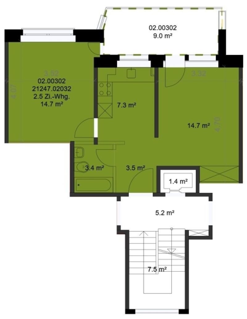 Stadtnahe 2.5-ZW à 43 m2 im 3. OG mit Balkon - 7
