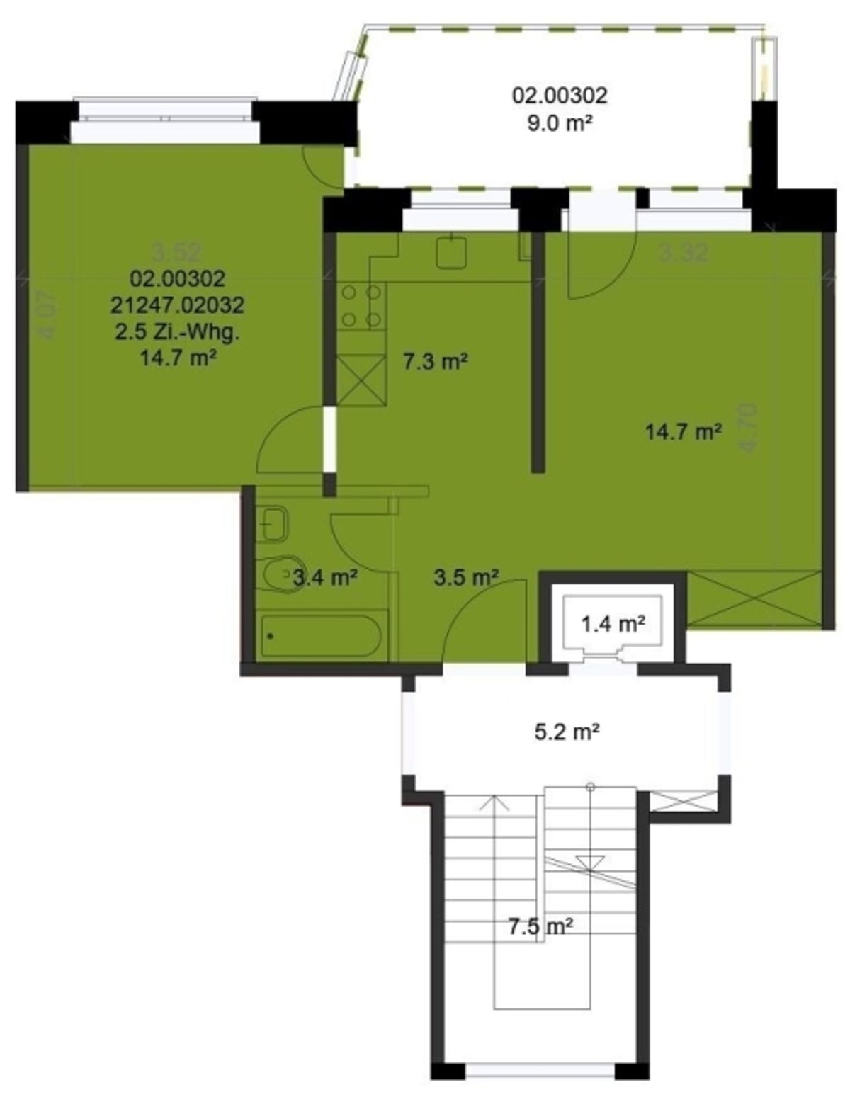 Stadtnahe 2.5-ZW à 43 m2 im 3. OG mit Balkon - 6