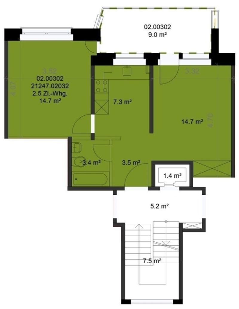 Stadtnahe 2.5-ZW à 43 m2 im 3. OG mit Balkon - 7