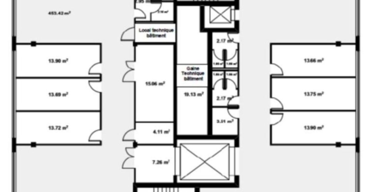 Locaux de 860 m2 au 2ème étage Zone FTI - 5